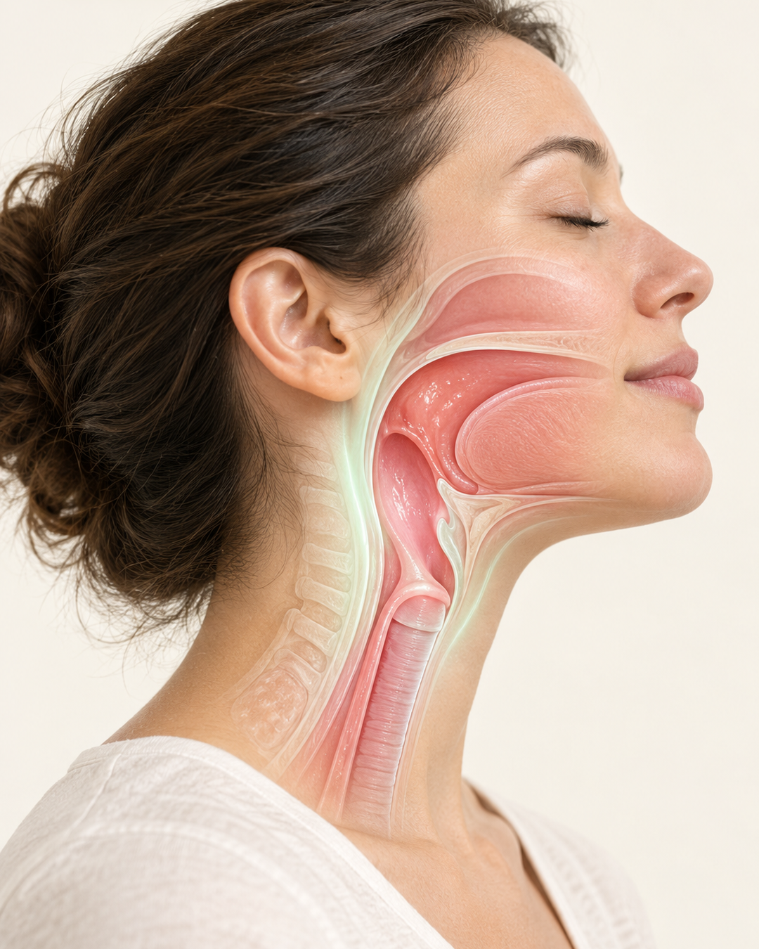 Illustration of a calm, soothed throat
