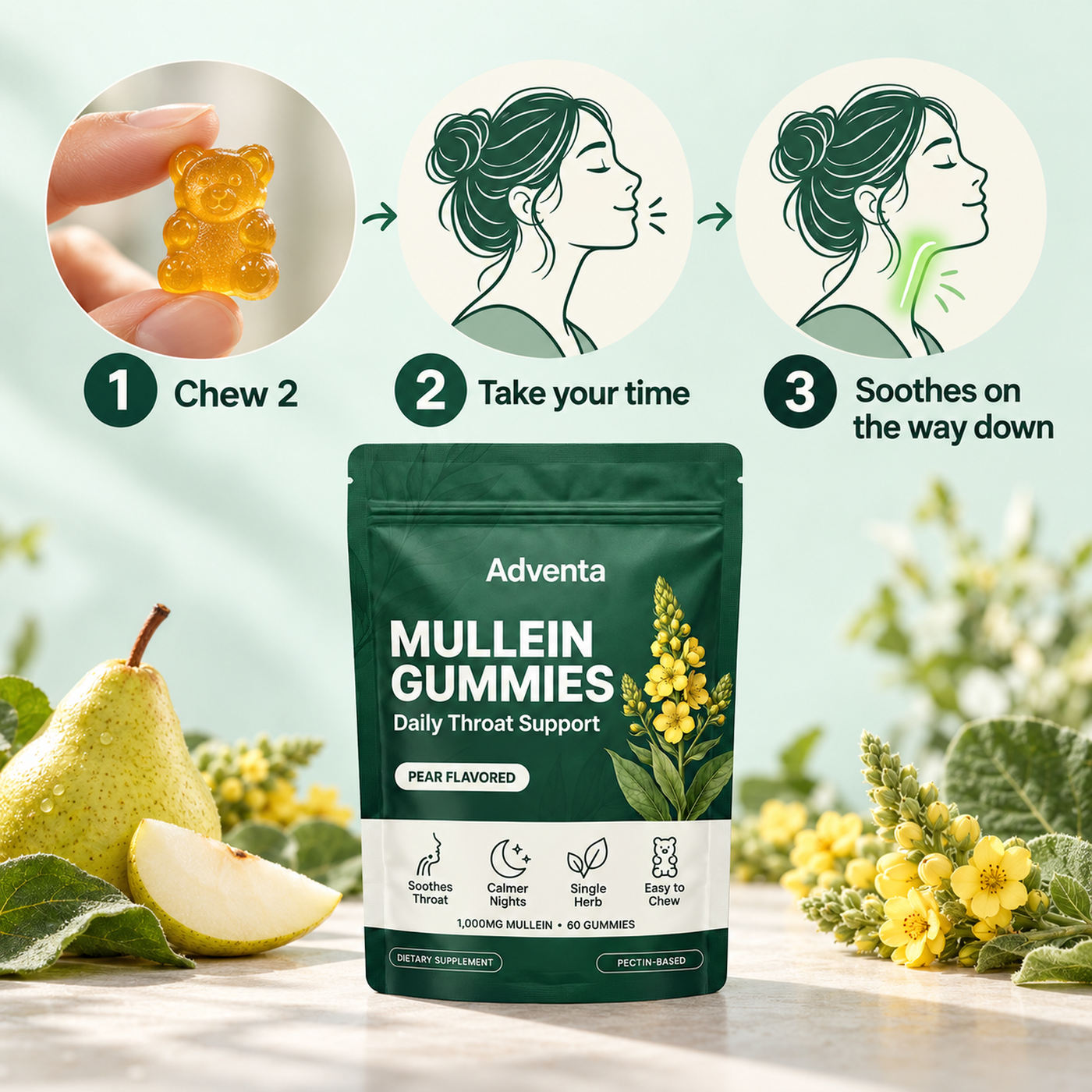 Chew 2, take your time, soothes on the way down