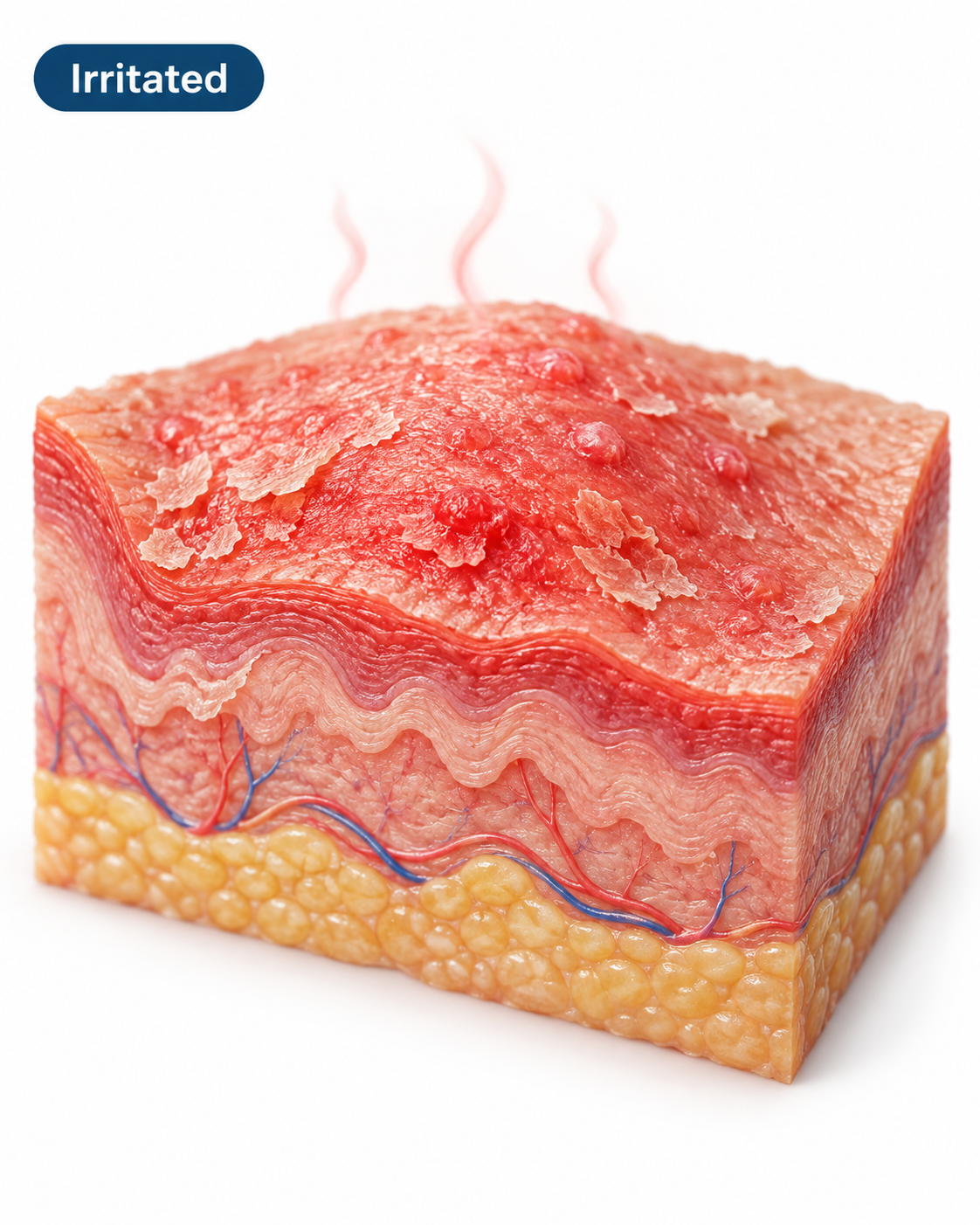 Illustration of red, irritated skin at the tip of the penis