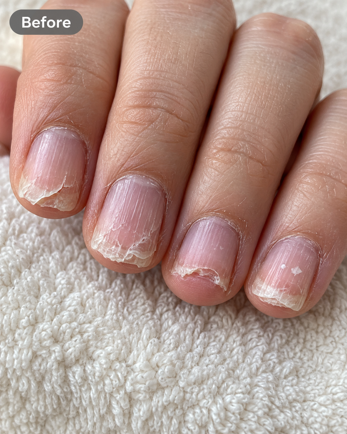 Thin, peeling natural nails with ridges